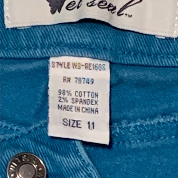 Wet Seal Turquoise Straight Jeans Size 11 Juniors - Picture 5 of 5